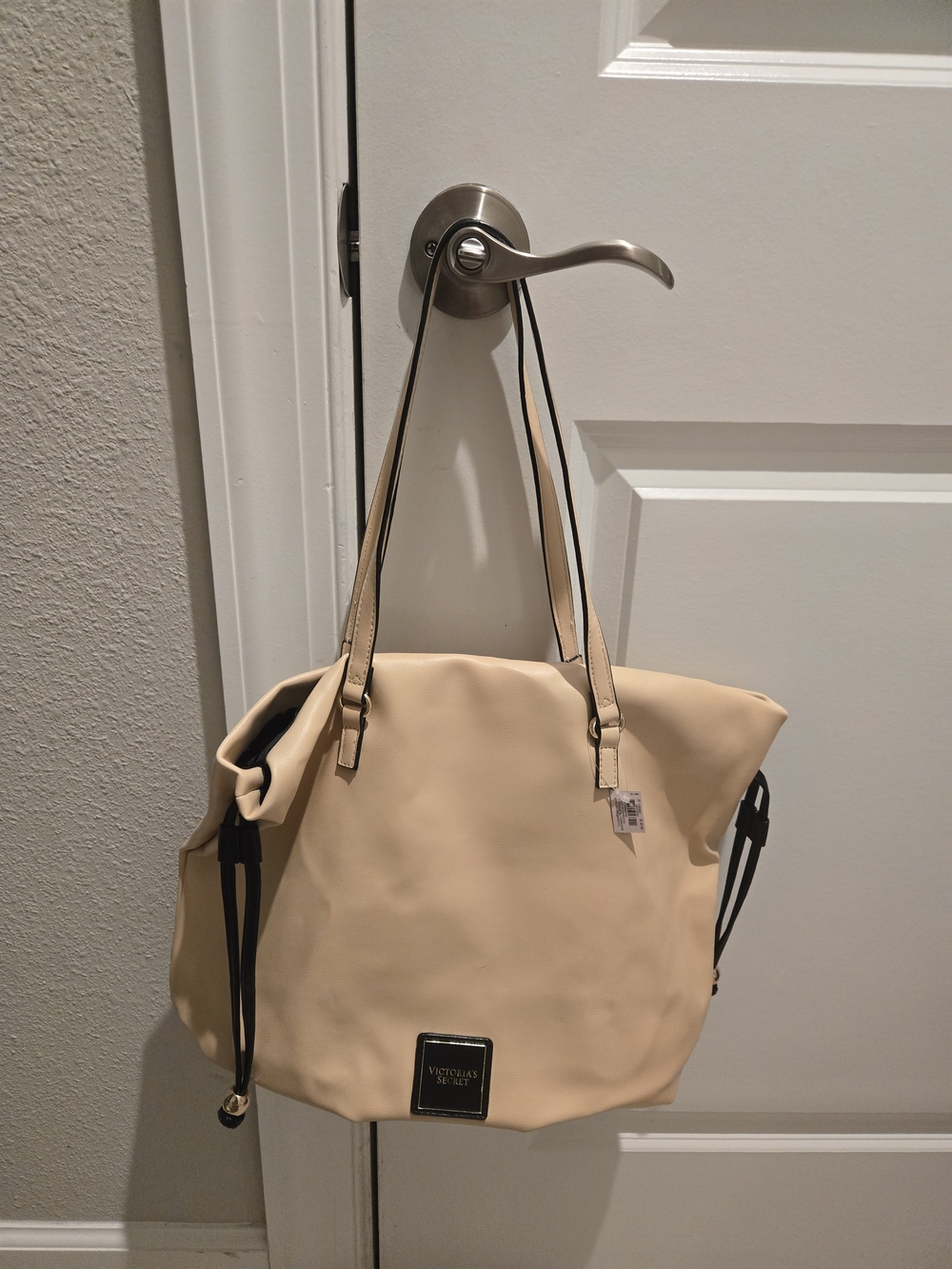Beige Women’s Tote Bag with Black Accents